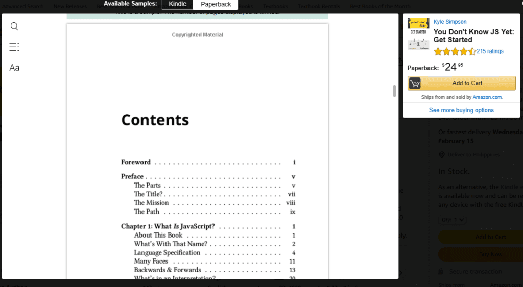 screenshot of a book's table of contents