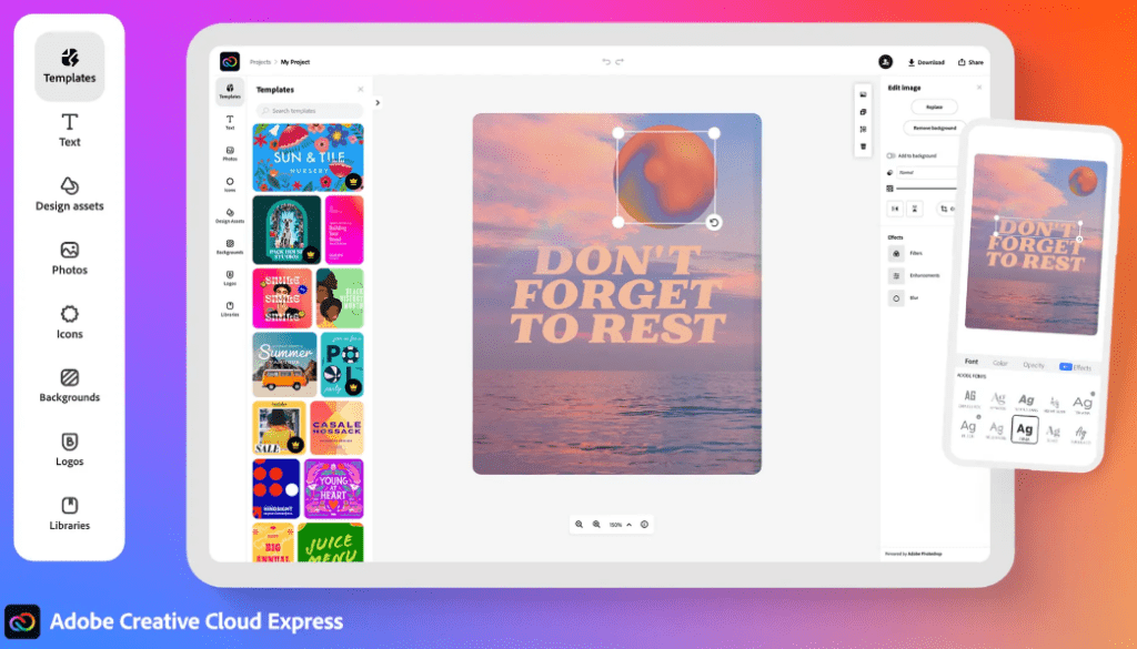 adobe express screenshot