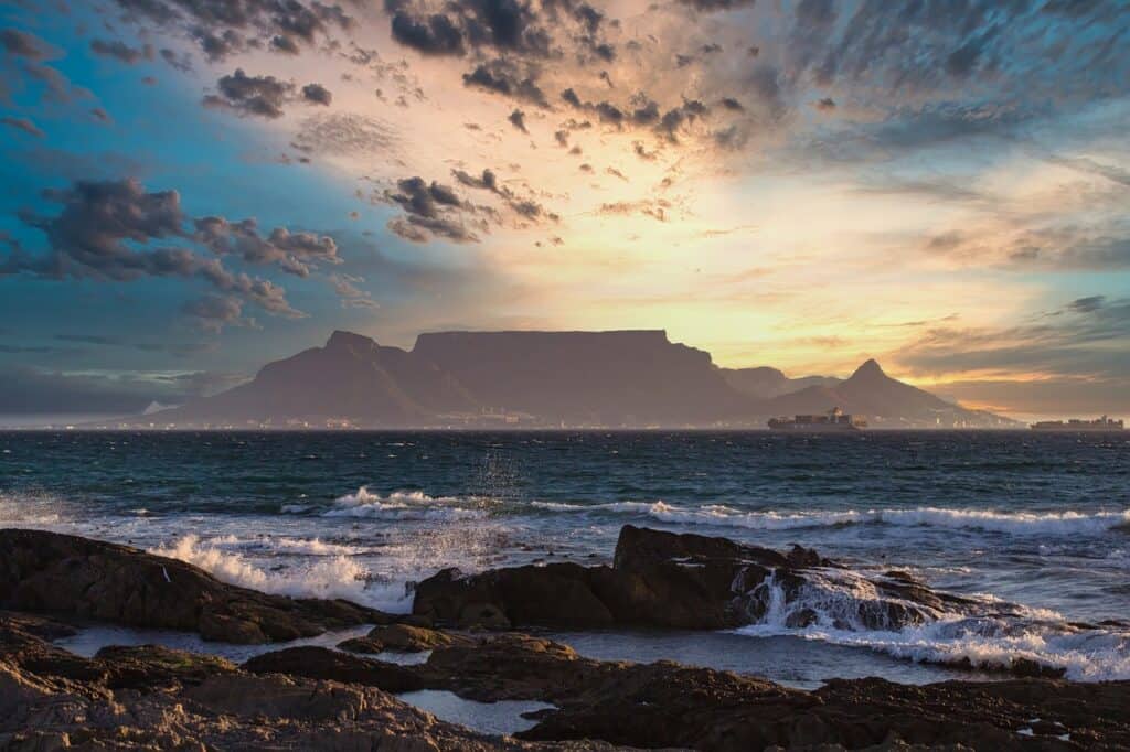 sunset, table mountain, landscape