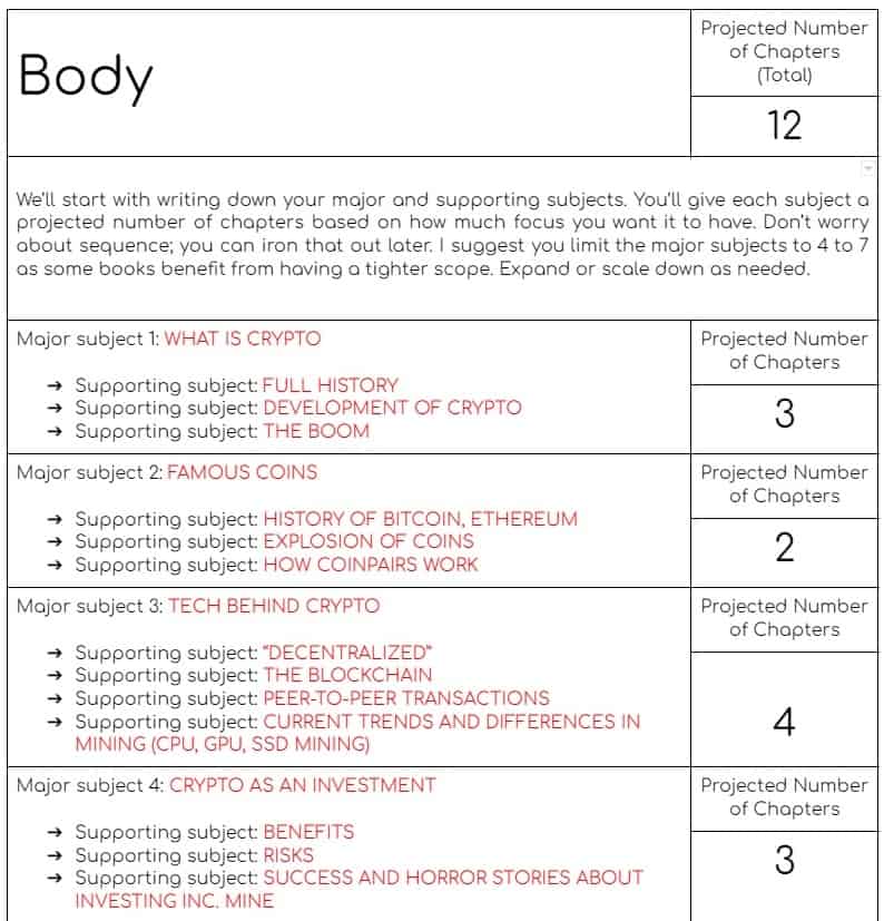 page 3 of a nonfiction book outline template