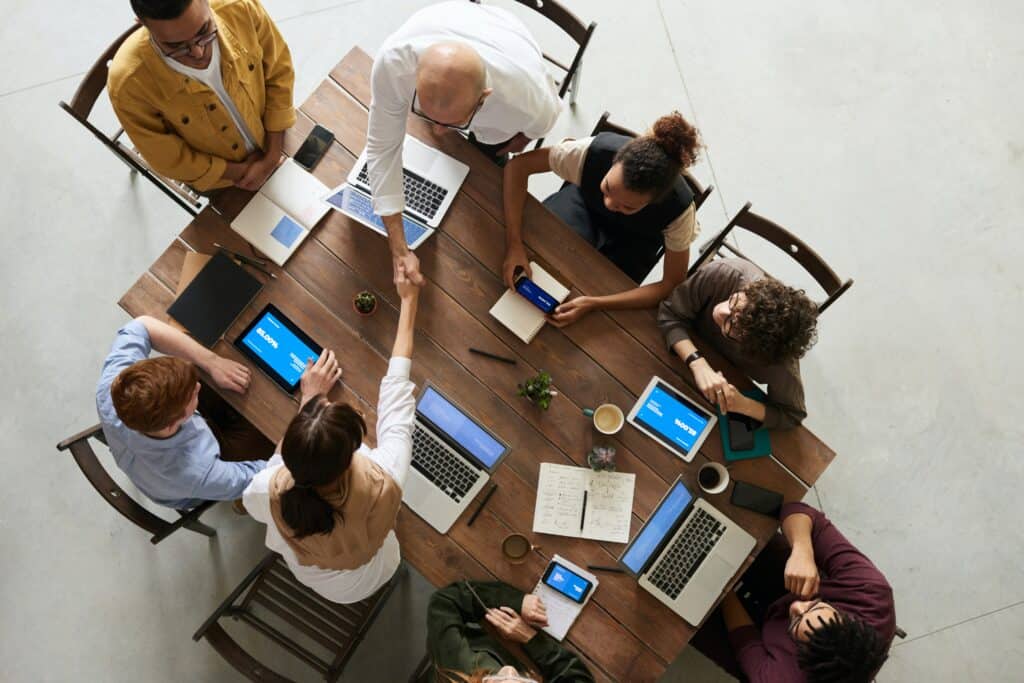 a meeting seen from above